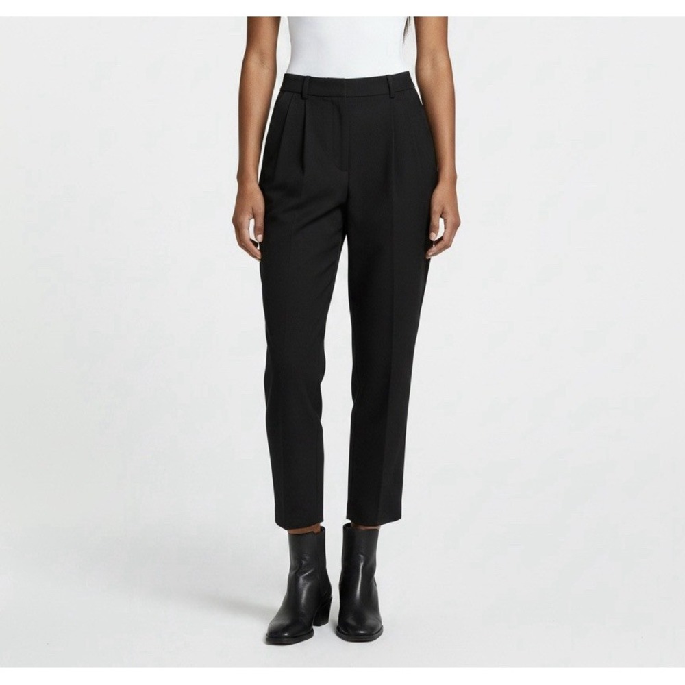 Liz Claiborne Black Pleated High Waisted Trousers Lined Size 10 Career Office